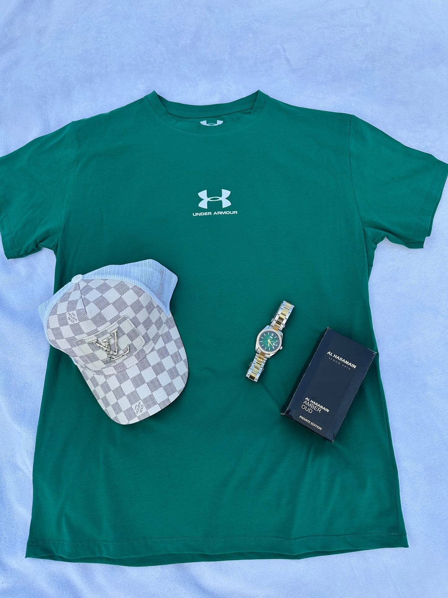 SUPER COMBO Camiseta Gorra Reloj y Loción