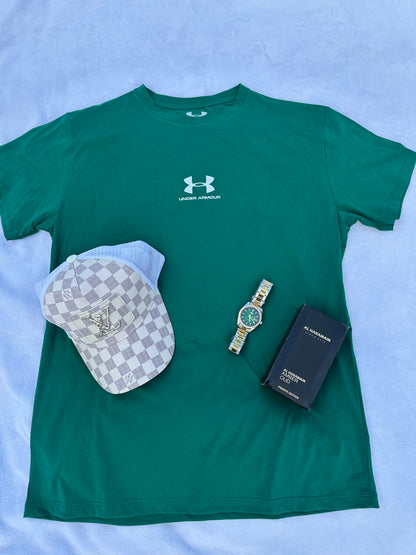 SUPER COMBO Camiseta Gorra Reloj y Loción