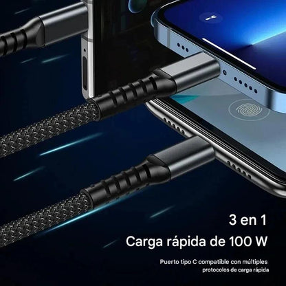 🎁 PAGA 1 LLEVA 2 Cable 3 en 1 de carga superrápida
