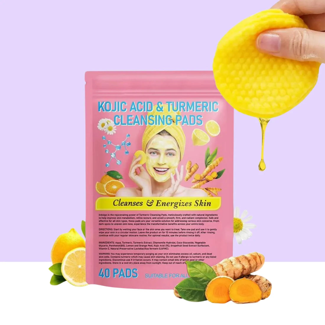 Almohadillas de curcuma y acido kojico - exfolia y nutre la piel (PACK DE 40)