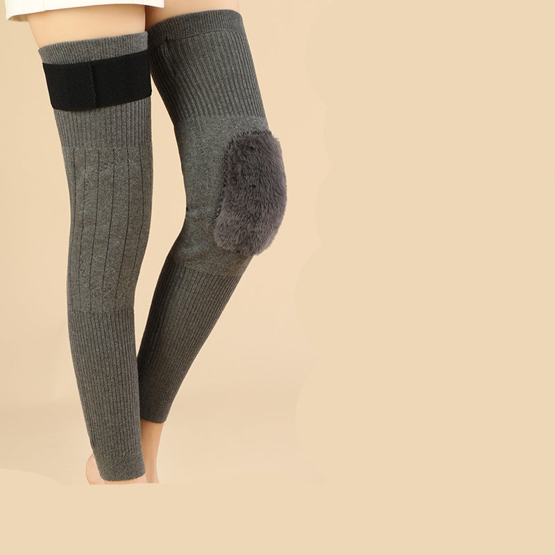 Calentadores de rodillas de lana con correas