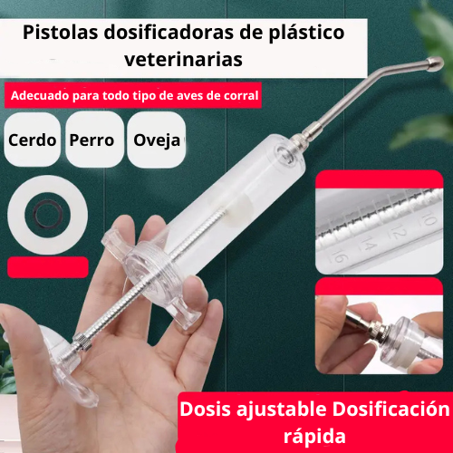 Jeringa de 20 ml y Boquilla dosificadora veterinaria para cerdos, bovinos y ovinos