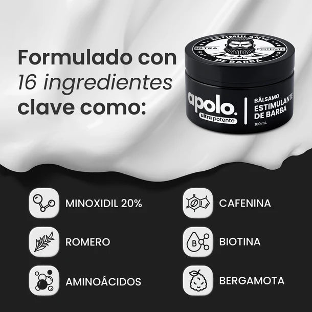 Bálsamo para Crecimiento de Barba Ultra Potente con Minoxidil 20% | 100mL