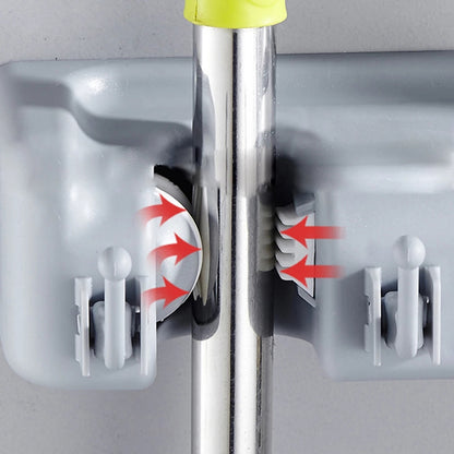 Soporte para escoba y fregona con ganchos