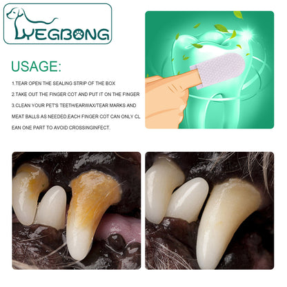 Toallitas de limpieza de dientes para perros y gatos anti sarro pack de 20