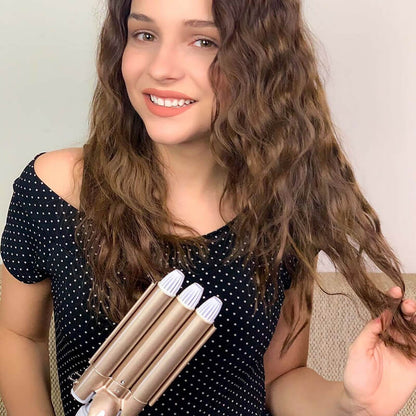 IRON MEGA - Pinza rizadora para cabello 3 tubos