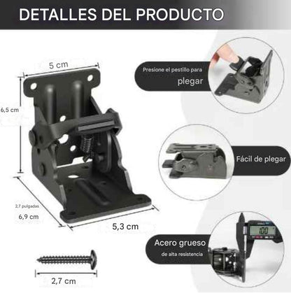 Soportes plegables de alta resistencia con autobloqueo de 90°