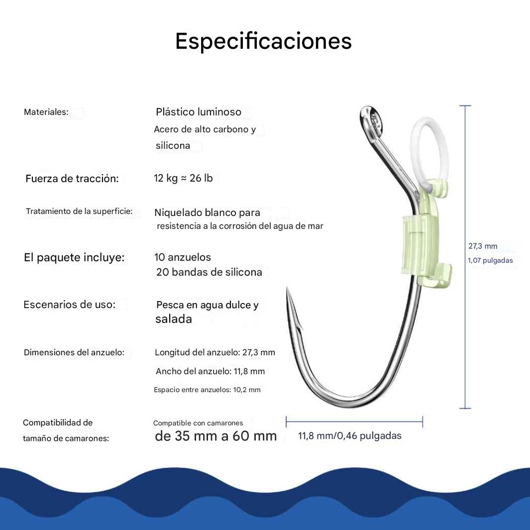 Anzuelos luminosos para camarones vivos (Paquete de 10)