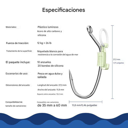 Anzuelos luminosos para camarones vivos (Paquete de 10)