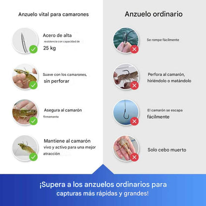 Anzuelos luminosos para camarones vivos (Paquete de 10)