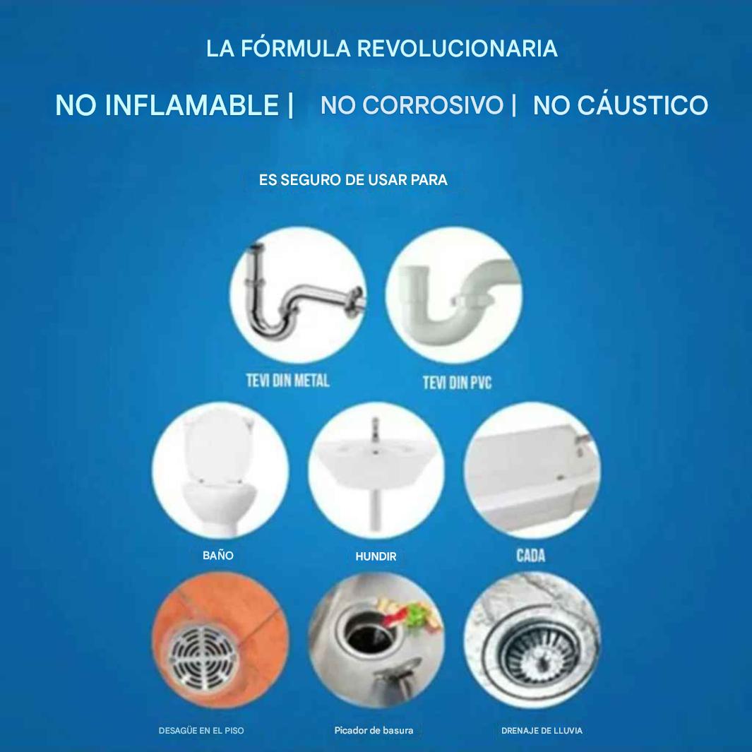 Solución instantánea para limpiar rápidamente tuberías de desagüe.