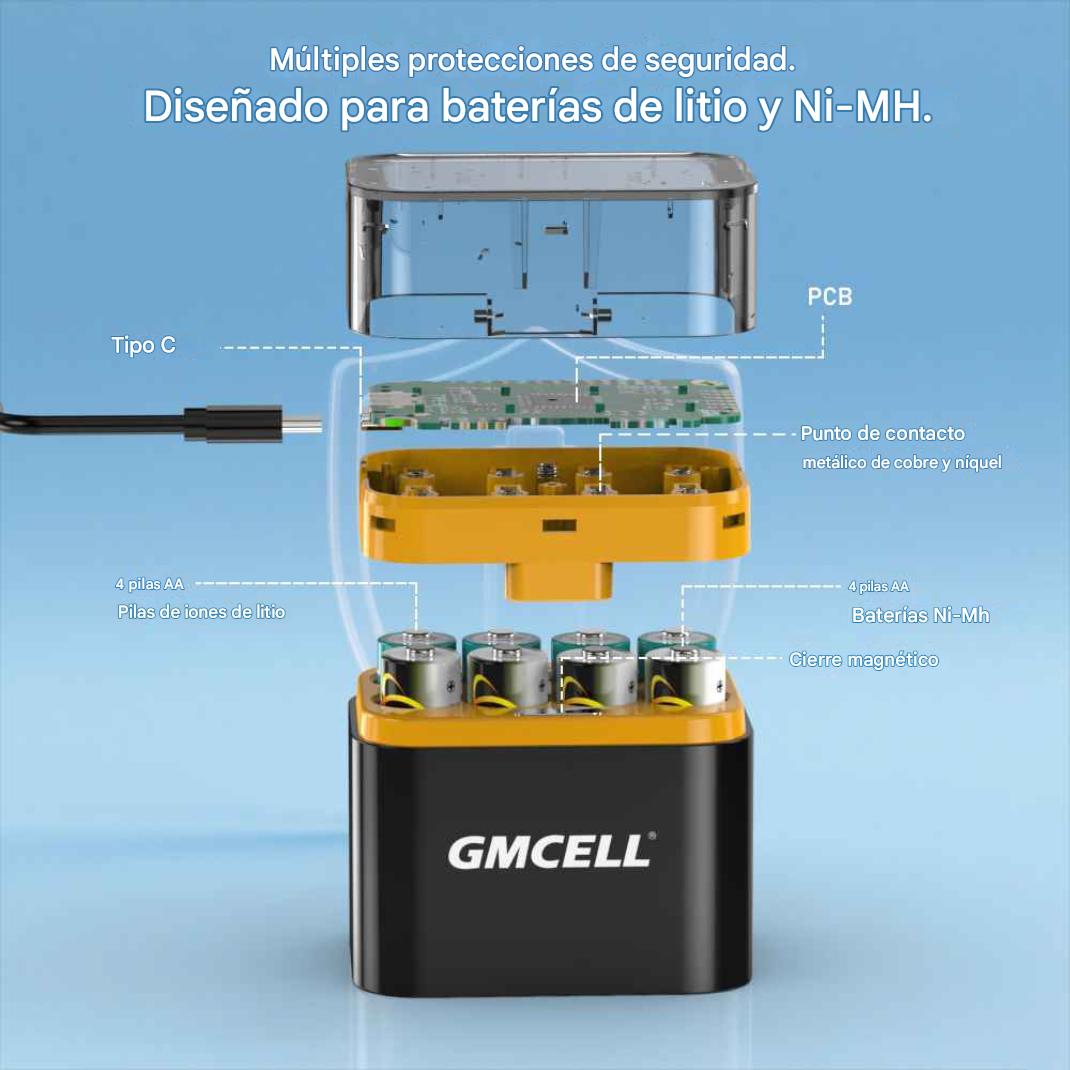 Cargador de batería AA y AAA para batería de NiMH y litio
