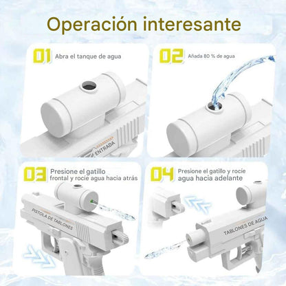 Pistola de agua bidireccional broma divertida y refrescante