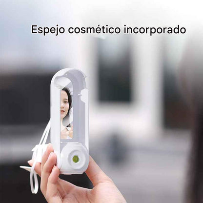Ventilador portátil 5 en 1 power bank linterna espejo y holder