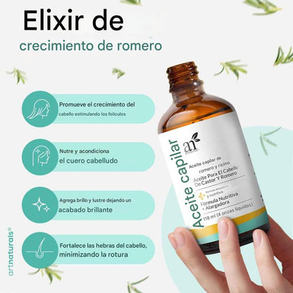 Aceite de ricino y romero para el crecimiento