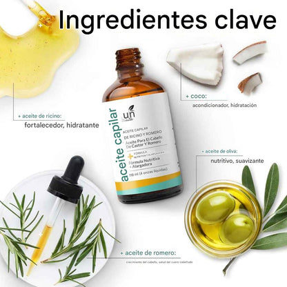 Aceite de ricino y romero para el crecimiento