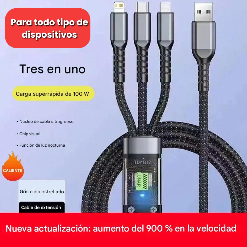 🎁 PAGA 1 LLEVA 2 Cable 3 en 1 de carga superrápida