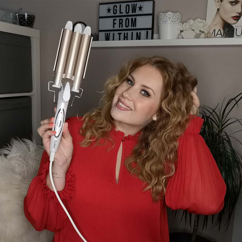 IRON MEGA - Pinza rizadora para cabello 3 tubos