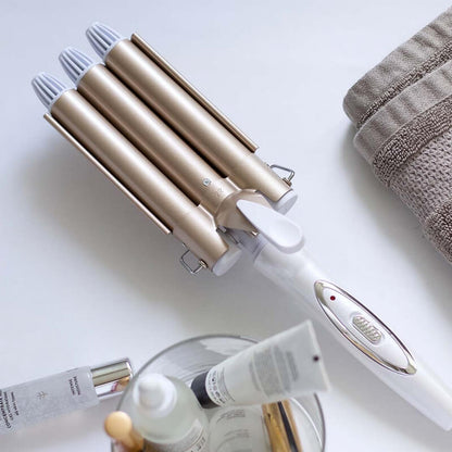 IRON MEGA - Pinza rizadora para cabello 3 tubos