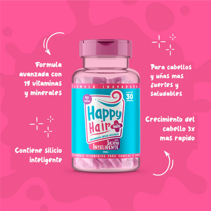 Happy Hair Fortalece las hebras del cabello y reduce la rotura.