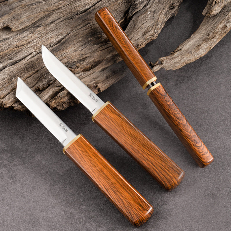 Fénix Cuchillo doble con mango de madera portátil