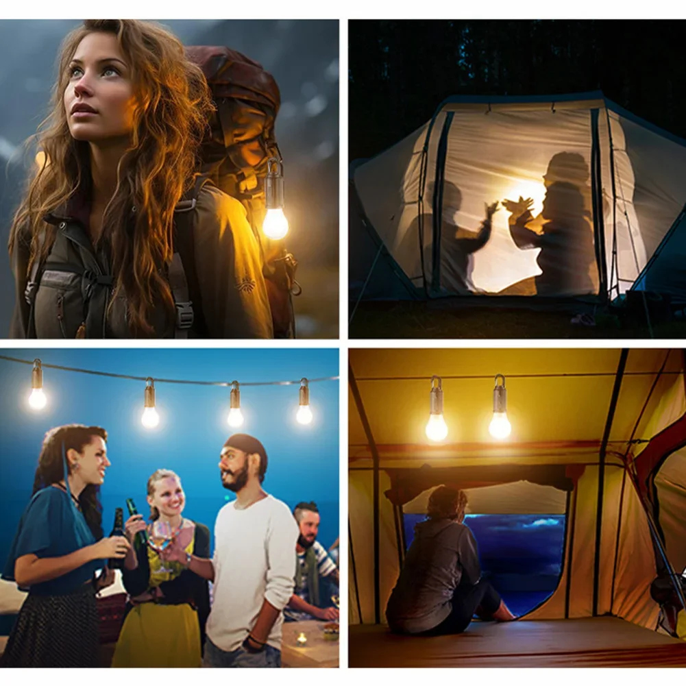 Luz solar recargable con gancho para el hogar o acampar al aire libre