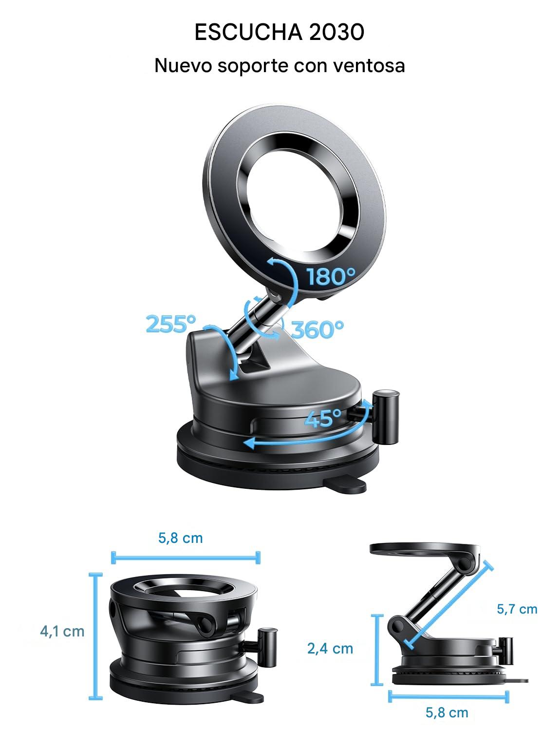 StaySafe Soporte magnético de teléfono con succión 360° ajustable