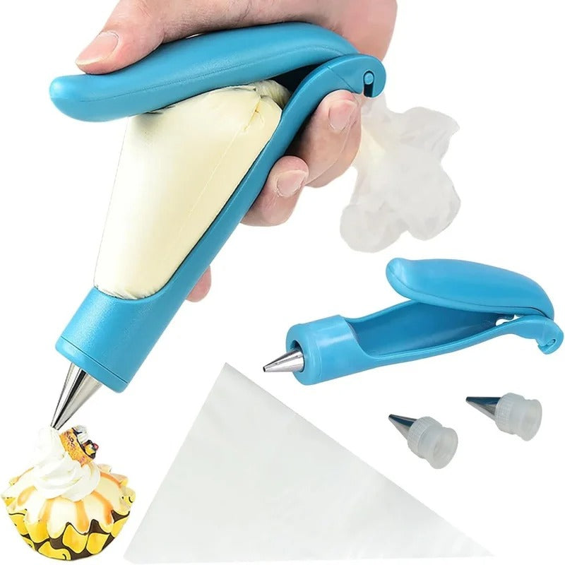 Pistola para decoración de pasteles (incluye 4 boquillas y bolsa para crema)