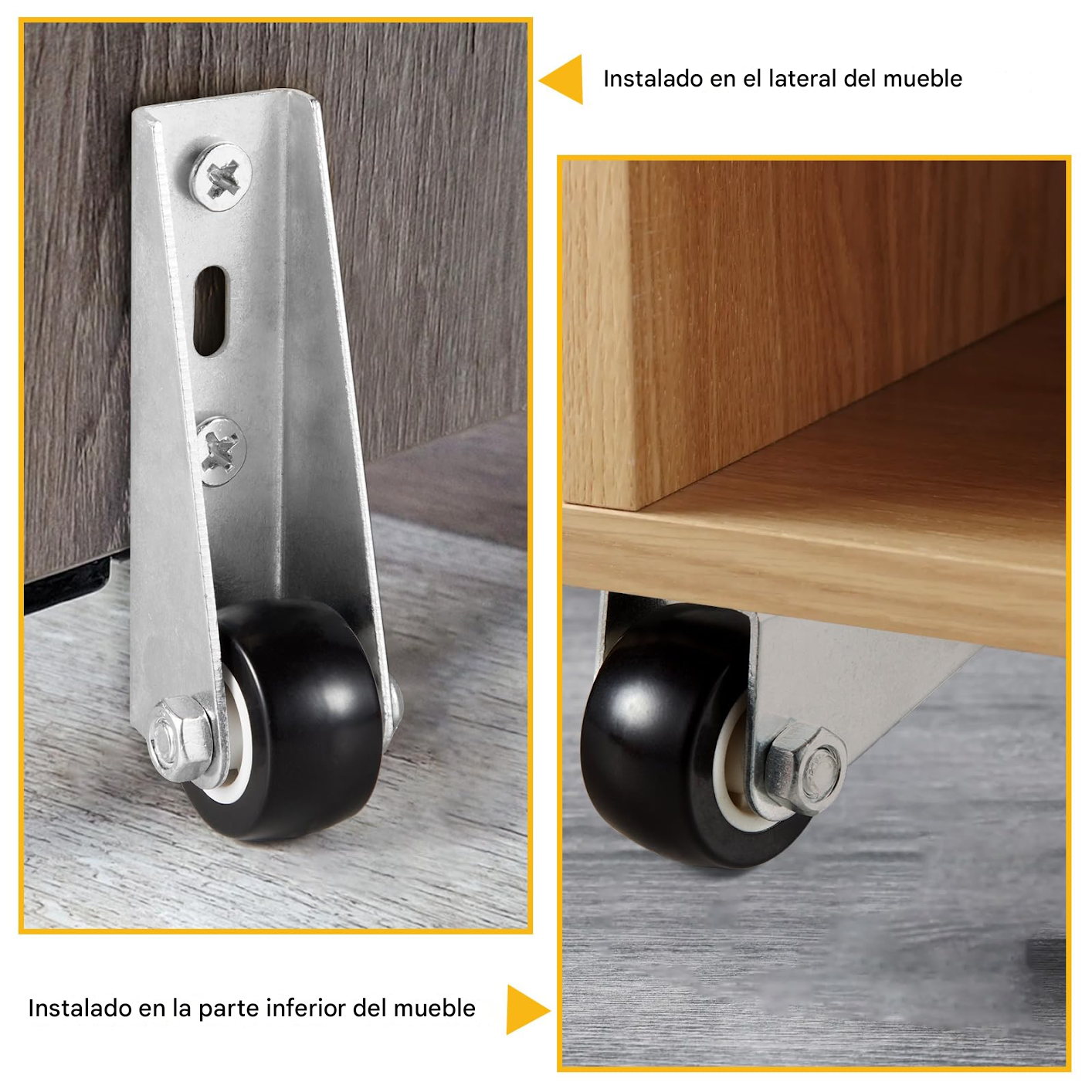 Ruedas laterales de perfil bajo para muebles